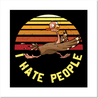 I Hate People Funny Turkey Thanksgiving Day Gift T-shirt Posters and Art